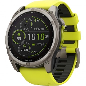 Смарт-часы GARMIN FENIX 8 – 51 мм, Solar Sapphire, титан с ярко-желтым/графитовым силиконовым ремешком Смарт-часы GARMIN FENIX 8 – 51 мм, Solar Sapphire, титан с ярко-желтым/графитовым силиконовым ремешком